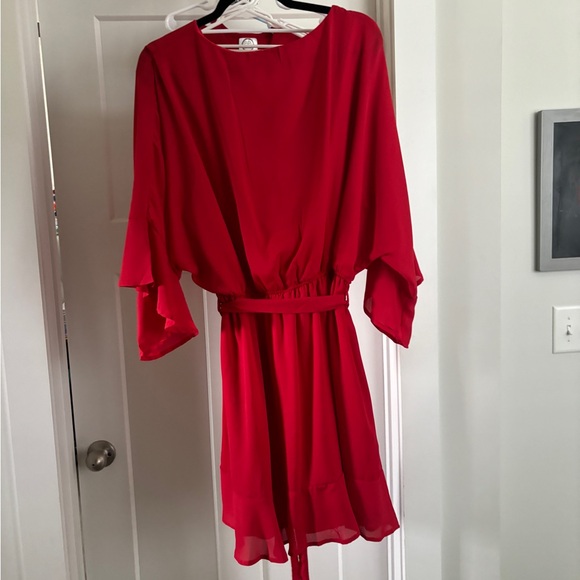 Andrée Belted Red Cocktail Dress - Picture 2 of 5